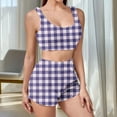 thumbnail image 6 of cocolona Fleece Pajamas for Women Set Plaid Print Crop Tank Top and Shorts Pajama Set Fall Winter 2 Piece Lounge Outfits Soft Warm Sleepwear, 6 of 6
