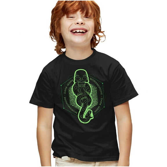 Harry Potter Morsmordre Dark Mark Icon Kids T Shirt for Youth Boys and Girls, Black, Medium