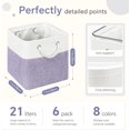 thumbnail image 4 of Large 11x11 Inch Cube Storage Bins with Cotton Handles for Closet, Shelves, Clothes, Towel (White/Purple-6 Pack), 4 of 18