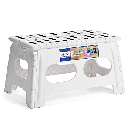 Skid resistant and open with one flip The lightweight foldable step stool is sturdy enough to support adults & safe enough for kids 11 Height Holds up to 300 Lb Super Strong Folding Step Stool