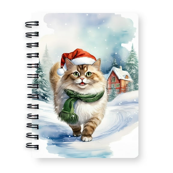Hello Winter Ragdoll Frosty Morning Walk Welcome Snowy Christmas Spiral Bound Journal Cat Lover Kitten Owner Gifts Idea 5x7in Spiral Notebook - 02018
