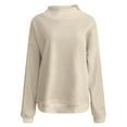 thumbnail image 3 of Sweatshirt for Women Oversized Solid Color Loose Pullover Casual Half High Neck Split Wide Sweatshirts, 3 of 3