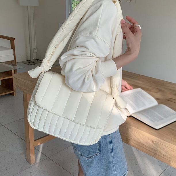 Bolso bandolera para mujer Bolso bandolera informal Bolso suave para citas de invierno (blanco)