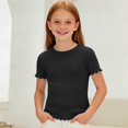 thumbnail image 4 of CFXNMZGR Kids Crop Tops for Girls Cartoon T Shirt Crewneck Short Sleeve Tops Tee for Girls (Black,13-14 Years), 4 of 5