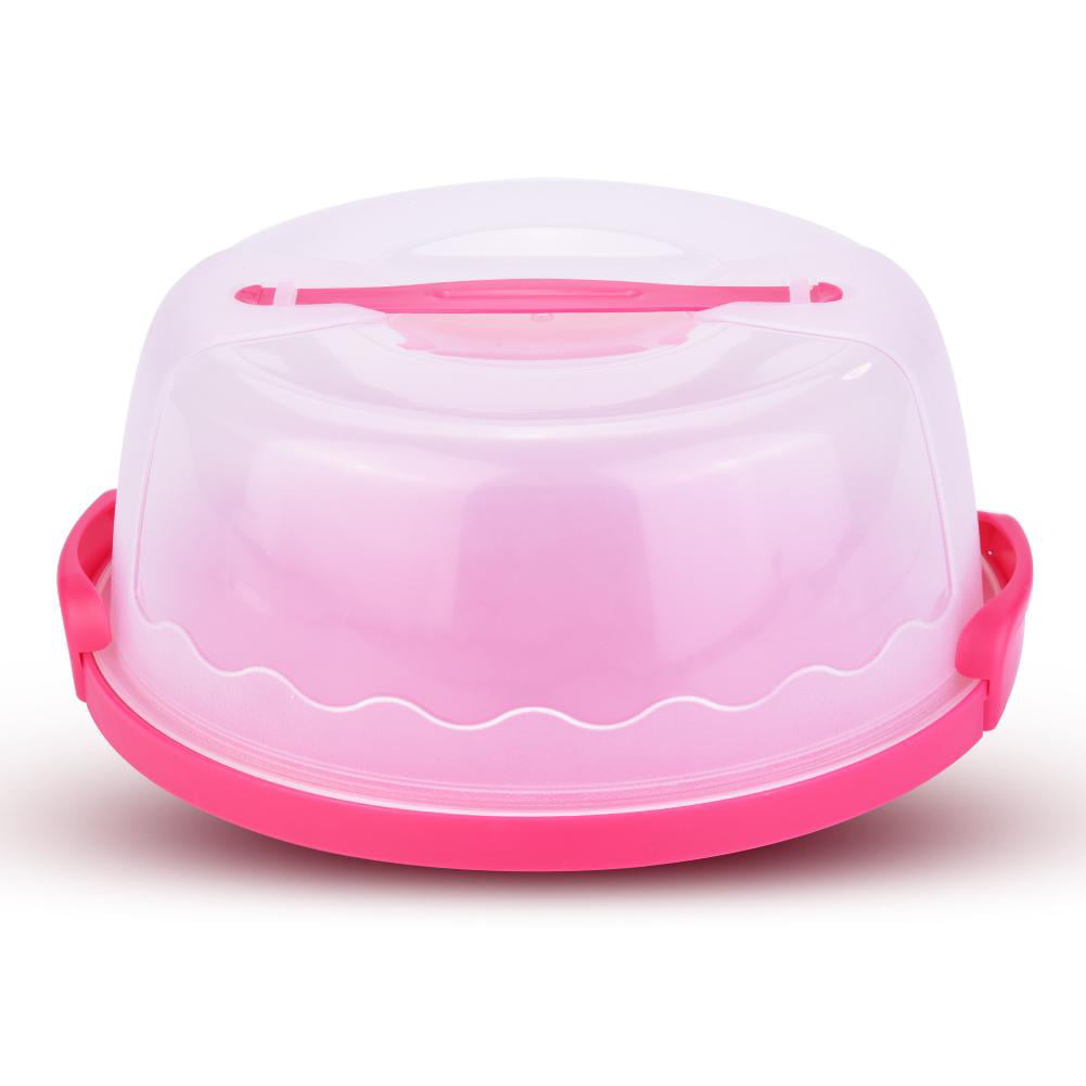 Qiilu A Portable Round Clear Cake, 10 Inch Storage Container With Lid And Handle