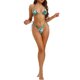 thumbnail image 2 of INSPIRAR CHIC Conjuntos de Bikini de Mujer con Estampado Tropical de Dos Piezas, Parte Inferior Triangular de Cintura Alta con Anillo Dorado, Traje de Baño Verde Medio, 2 of 5