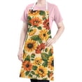 thumbnail image 5 of Beige Red Sunflower Pattern Apron-Garden Aprons for Women with Pockets-Cotton Linen Waterproof Kitchen Cooking Gardening Aprons Adjustable for Kitchen,Cooking,BBQ and Salon 33x27 Inch, 5 of 7