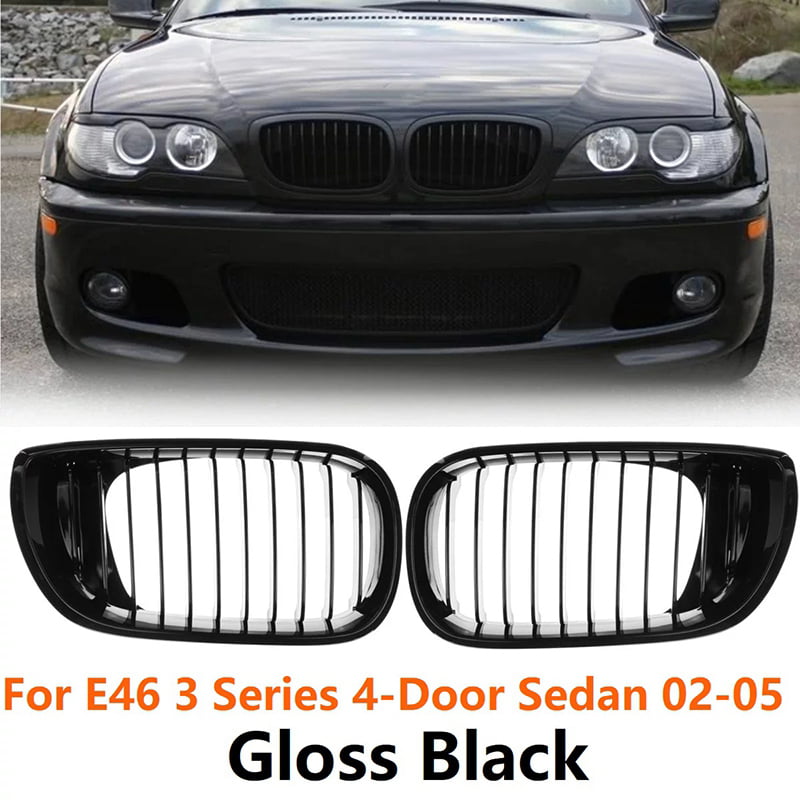Gloss Black+M Color Kidney Grille Grill for BMW E46 Touring Saloon 4D 02-05 LCI 