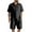 Black, variant on Mens Cotton Linen Shorts and Shirt Sets Tracksuit Set Summer Co Ord Sets Short Sleeve Button Down Shirts & Shorts with Pockets 2 Piece Outfits Vacation Beach Wedding Suits Black S