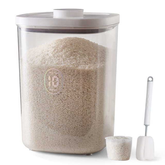 Dispensador de arroz LivLab AY-10KG-WHITE 10L/22-25 kg con taza y cepillo