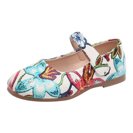 Kureaily Summer Children Sandals Girls Casual Shoes Flat Bottom Lightweight Colorful Flower Pattern Hook Loop Toddler Shoes Girls Sandals Toddler Jelly Shoes Girls 12-15 Months