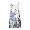 thumbnail image 6 of Aueoeo Rompers for Women Summer Casual Trendy Flower Printed Sleeveless Shorts Jumpsuits Loose Strap Jumpsuits with Pockets Purple L, 6 of 6
