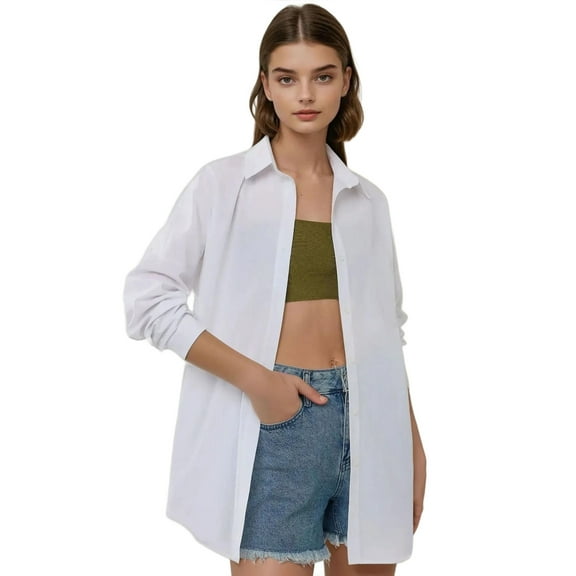 Relaxed Fit Long Sleeve Linen Blend Shirt