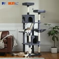thumbnail image 3 of PEQULTI 71 " Large Cat Tree Tower for Cat with Dual Condos and 6 Scratching Posts Indoor Dark Gray, 3 of 11