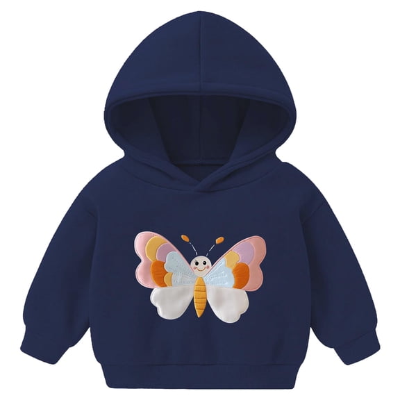Ulanda Toddler Kids Boys Girls Hoodies Trendy Long Sleeve Cute Print Sweatshirts Cute Casual Cozy Fall Winter Pullover Tops (Navy, 3-4 Years)
