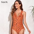 thumbnail image 2 of black Traje de baño de una pieza con cuello en V para mujer Bikini con cordones y volantes Traje de baño de una pieza sin espalda con volantes - Naranja, 2 of 2