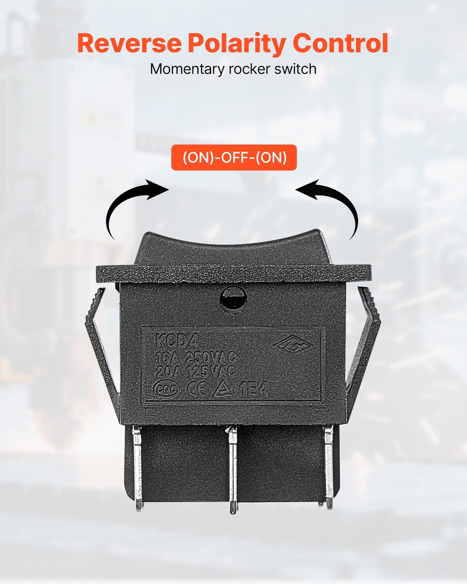 Rocker Switch, 6 Pin Momentary DPDT Rocker Switch, 3-Position (ON)-Off-(ON) Polarity Reversing Switch AC 250V/16A 125V/ 20A for Auto Car Boat Household Appliances