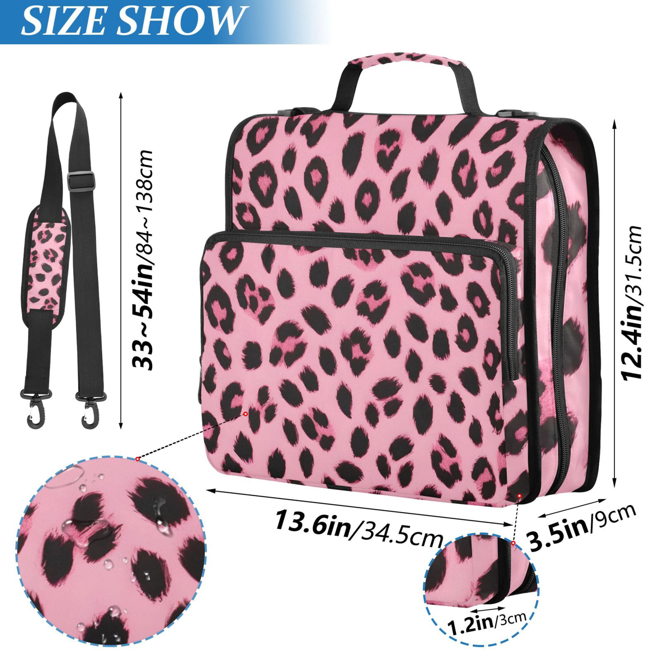 ALAZA Zipper Binder Pink Leopard 3 Ring Trapper Keeper File Folder Organizer Bag