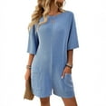 thumbnail image 2 of aidice Jumpsuits for Women Summer Round Neck 1/2 Sleeve Low Back Loose Casual Shorts Rompers Pockets, 2 of 9