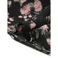 thumbnail image 5 of INSPIRE CHIC Women's Chiffon Floral Blouse V-neck Flare Sleeve Spring Smock Waist Top Black S, 5 of 5