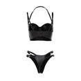 thumbnail image 4 of Levmjia Womens Satin Lingerie Set Underwire Longline Bralette With Matching Scalloped Trim Thong Adjustable Spaghetti Straps Smooth Stretch Daily Romantic Date Nights Solid, 4 of 8
