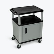 Luxor 34"H AV Cart - 3 Shelves, Cab - Nickel Legs