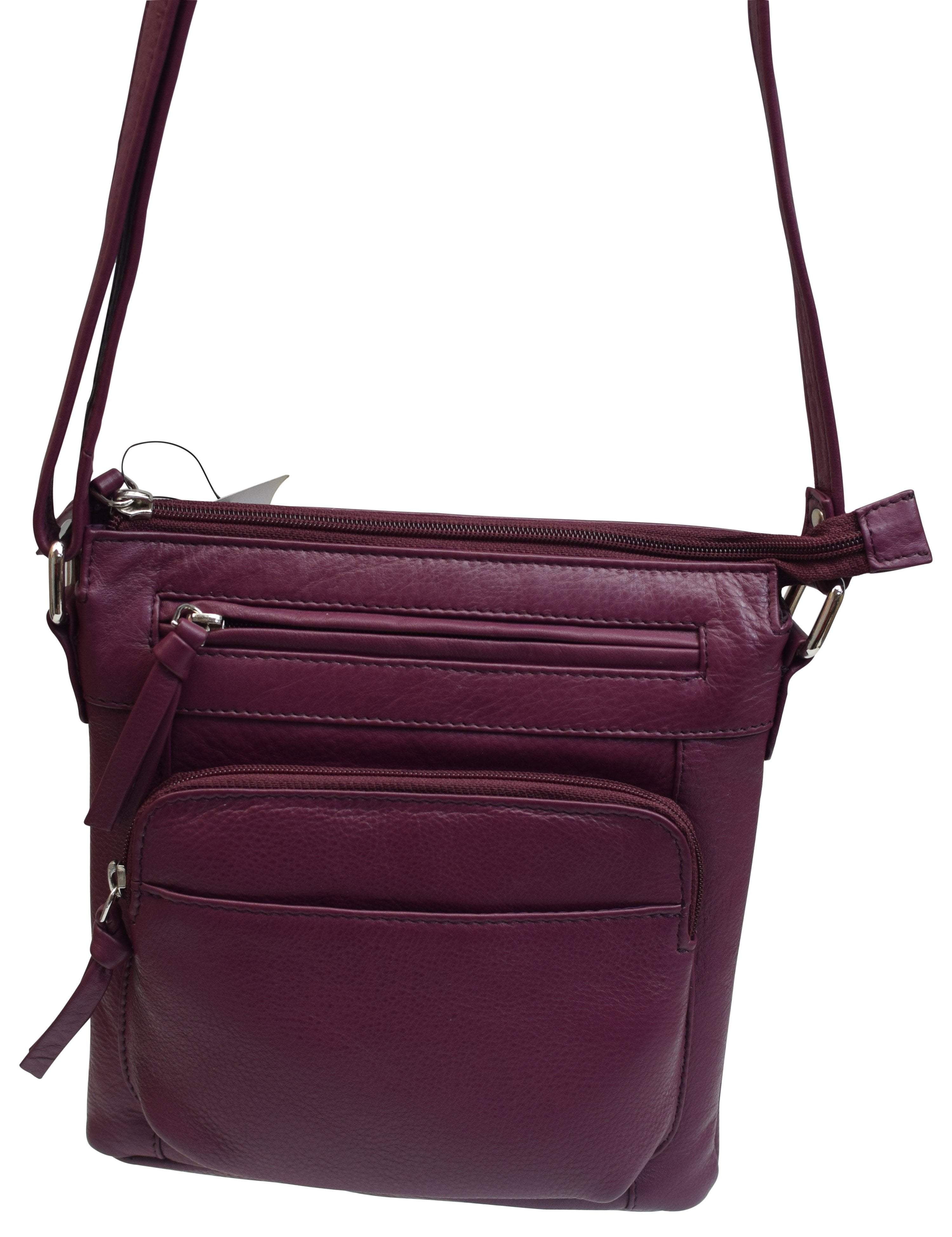 Women's Premium Genuine Leather Organizer Purse Ladies Crossbody Shoulder  Bag