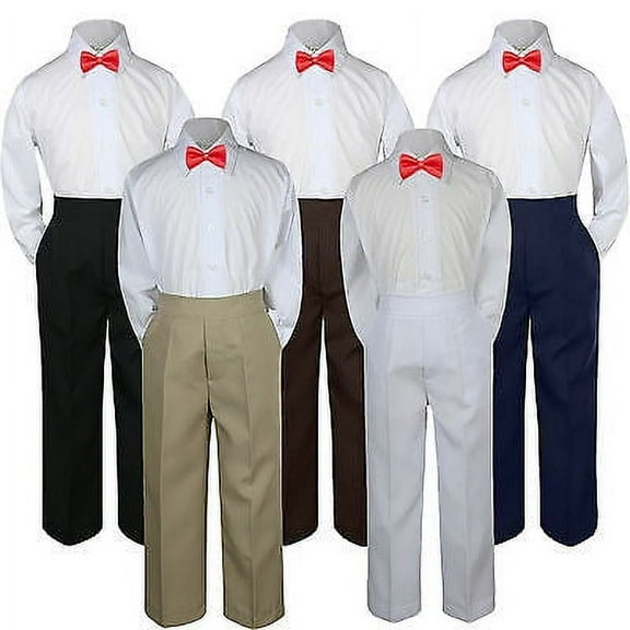 3pc Boy Suit Set Red Christmas Bow Tie Baby Toddler Kid Formal Shirt Pants S-7