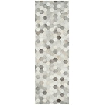 SAFAVIEH Studio Leather Jampa Geometric Runner Rug, Ivory/Grey, 2'3" x 8'