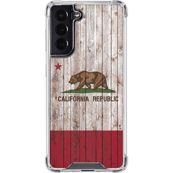 Skinit Countries of the World California Flag Dark Wood Galaxy S22 Clear Case