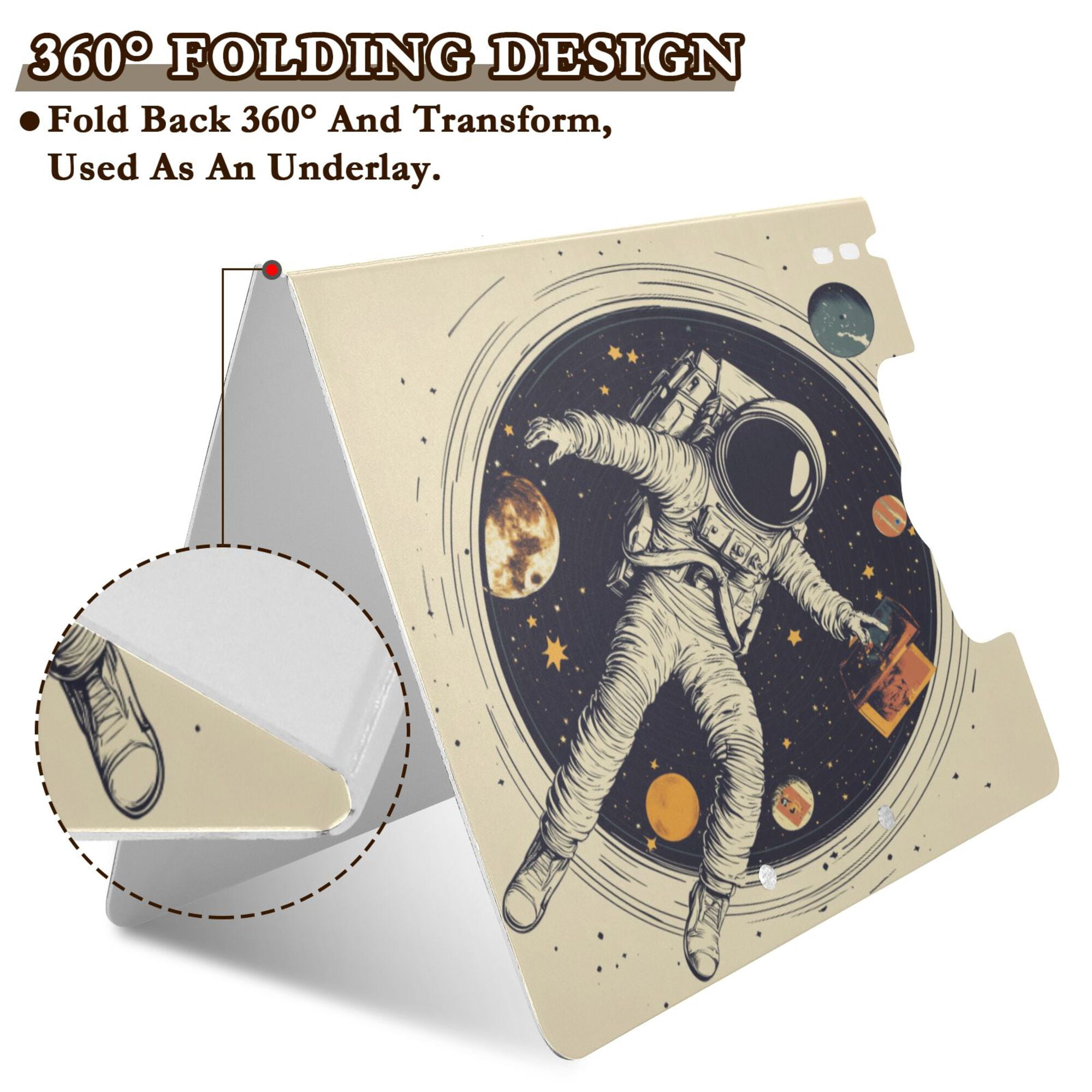 FORMRS A4 Clipboard Folder with Pen Holder Horizontal Foldable School Office Binder, Astronaut Floating