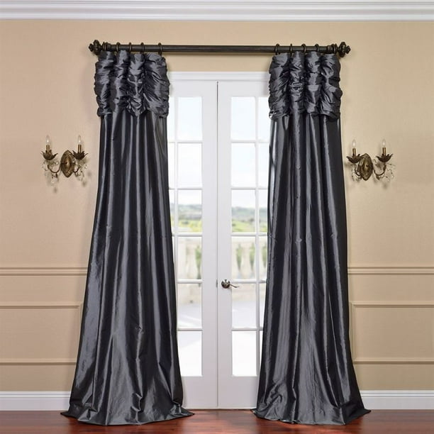 Exclusive Fabrics Furnishing Ruched Graphite Faux Silk Taffeta Curtain Panel 96 In 50 Com Exclusive Fabrics Furnishing Ruched, Exclusive Fabrics Furnishing Faux Silk Taffeta Curtain Panel