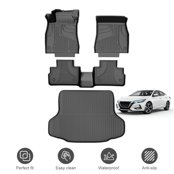 Full Set Floor Mats & Cargo Liner Fit for Nissan Sentra 2020-2025 All Weather TPE Waterproof Anti-Slip Car Mat Set Accessories