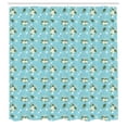 thumbnail image 3 of Ambesonne Floral Shower Curtain, Vintage Daisies Dragonflies, 69"Wx84"L, White Green and Blue, 3 of 5