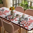 thumbnail image 3 of Red Valentine's Day Table Cloths for 8 Foot Rectangle Tables, Love Heart Gnomes Grey Plaid Patio Waterproof Elastic Fitted Tablecloths, Washable Rectangular Table Cover for Camping, 3 of 8