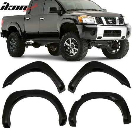 - Fits 04-15 Nissan Titan Pocket Rivet Style Smooth Fender Flares Black ABS
