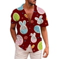 thumbnail image 4 of Camisas hawaianas con estampado 3D de conejos y huevos de Pascua para hombre, ropa de playa para mujer, camisetas kawaii para niños, blusas con botones, 4 of 5
