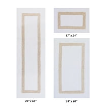Better Trends 3 Piece Bath Rug Set 100% Cotton Tufted Bathroom Rug Water Absorbent, Reversible Machine Washable Runner Mat for Bathroom Floor Decor, Bathtub,Laundry Room Hotel Collection - White/Sand