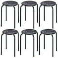 thumbnail image 2 of Casart Round Steel Stool Set of 6 Stackable 17.5-Inch Backless Nesting Stool with Metal Frame, X-Shape Connection & Non-Slip Feet Plastic Stool for Home, Office, Classroom Flexible Seating(Black), 2 of 4