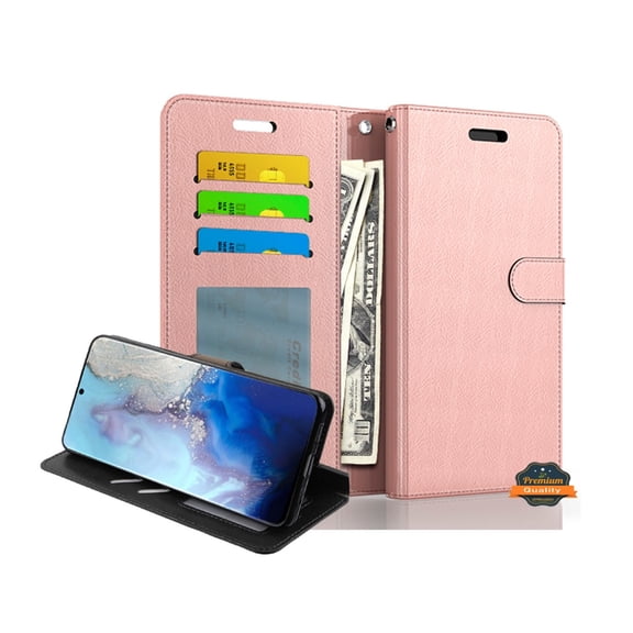 Xpression Cover for Samsung Galaxy S24 Plus /S24  Wallet PU Leather Pouch with Credit Card Slots Money Pocket, Stand & Strap Flip Bookstyle Phone Case - Rose Gold