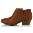 thumbnail image 2 of Soda Mug Cognac Closed Rounded Toe Side Zipper Stacked Heel Ankle Fashion Boots (Cognac, 8.5), 2 of 5