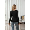 thumbnail image 2 of VICHVVY Women's Scoop Neck Long sleeve Shirts Ribbed Slim Fitted Casual Basic Top Blouses Fall Winter Black M, 2 of 6