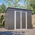 thumbnail image 1 of 8x4 ft Metal Storage Shed: Outdoor Garden Tool Organizer with Lockable Door & Floor Frame – Durable for Backyard Use, 1 of 8