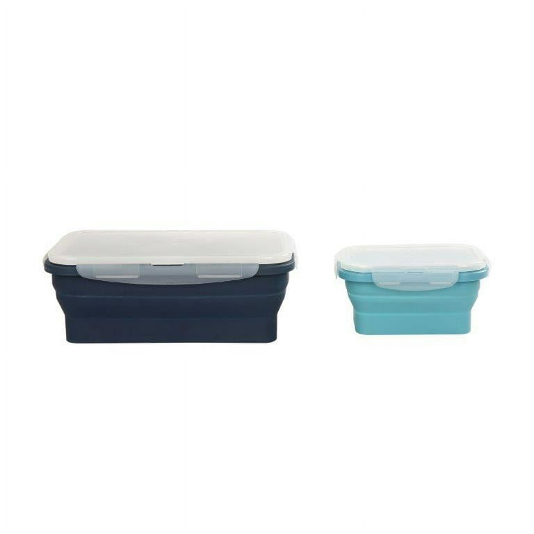 Wholesale Mr. Handy 2 Section Food Container- 38oz BLUE SILICONE LID