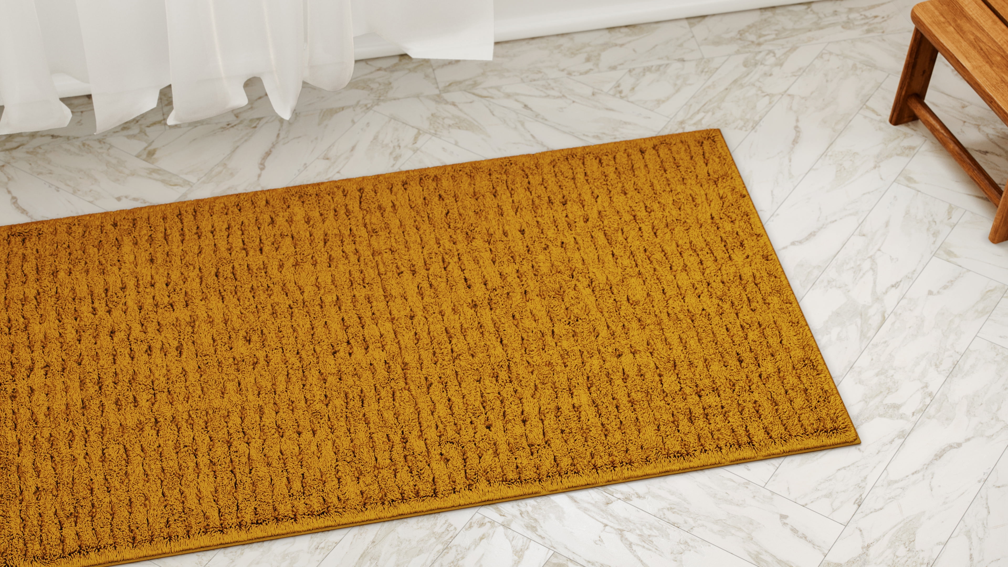 Beautiful Cotton Bath Rug by Drew Barrymore, Amber Yellow, 20x34"