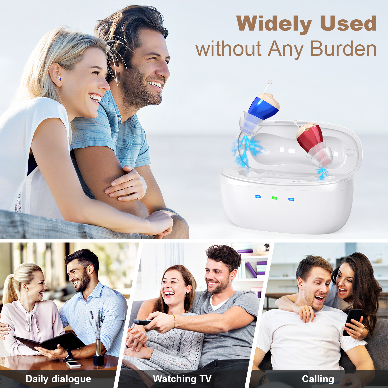 SUWU In-the-Ear Hearing Aids for Seniors, Digital 16 Channels Rechargeable Hearing Amplifier,Blue&Red