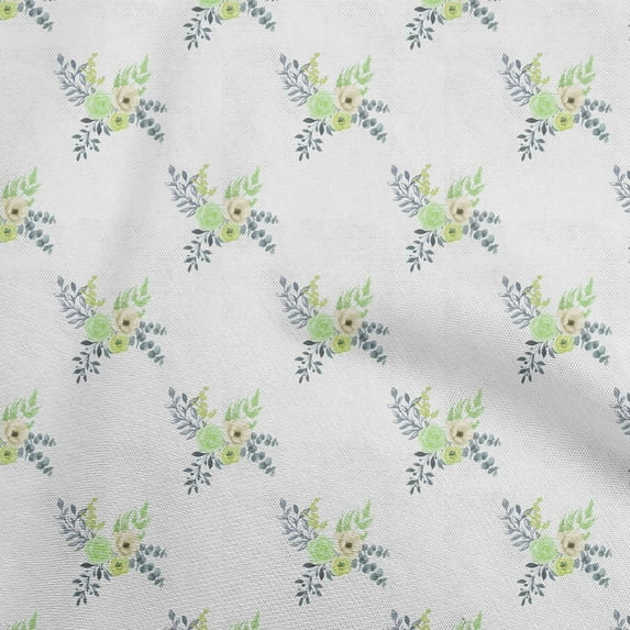 oneOone Velvet Light Green Fabric Watercolor Floral Dress Material Fabric Print Fabric By The Yard 58 Inch Wide