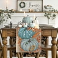 thumbnail image 2 of SM-XLHN Orange Polka Dot Pumpkin Eucalyptus Wood Fall Table Runner, Seasonal Autumn Kitchen Dining Table Decoration for Home Party Decor 13x72 Inch, 2 of 6