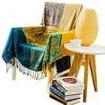 thumbnail image 5 of Colorful Boho Throw Blanket for Couch, Chenille Jacquard Reversible Woven Aztec Bed Couch Throws Soft Oversized Chair Sofa Cover with Tassel…, 5 of 7