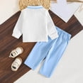 thumbnail image 5 of Akiihool Toddler Suits Toddler Baby Boy Fall Winter Outfit Contrast Color Long Sleeve Sweatshirts Stretch Jogger Pants Newborn Clothes Set Light Blue,4-5 Years, 5 of 9